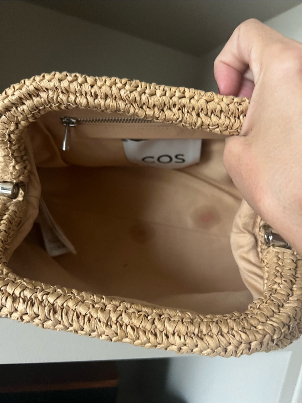 COS Clutch Bag framed Raffia Clutch Original Beige Sold Out - Picture 8 of 10